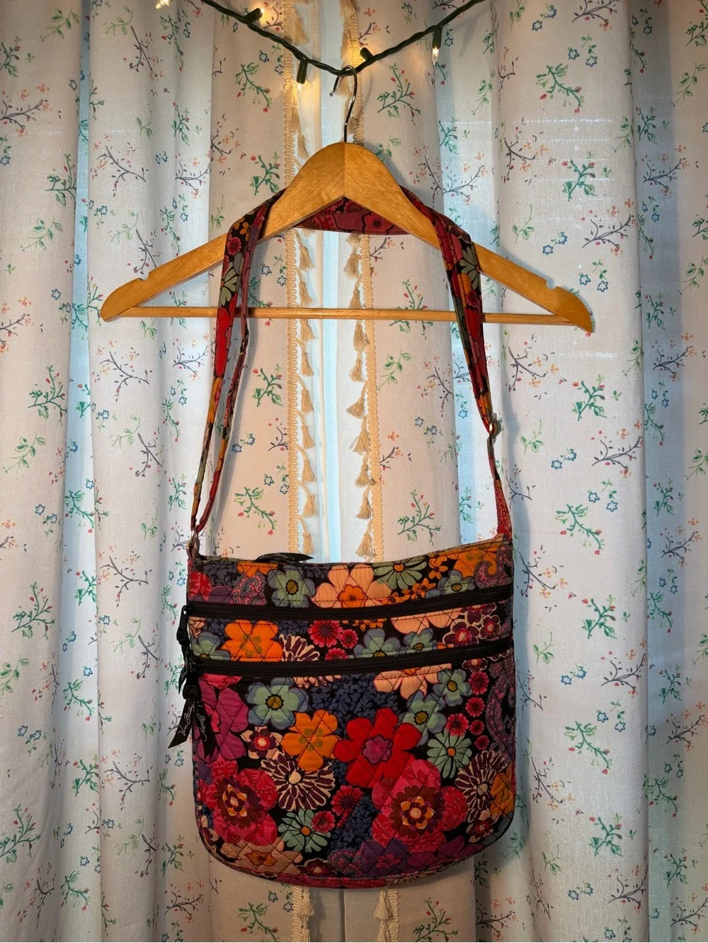 Vera Bradley Floral Quilted Crossbody in Red, Orange, Green, Purple
